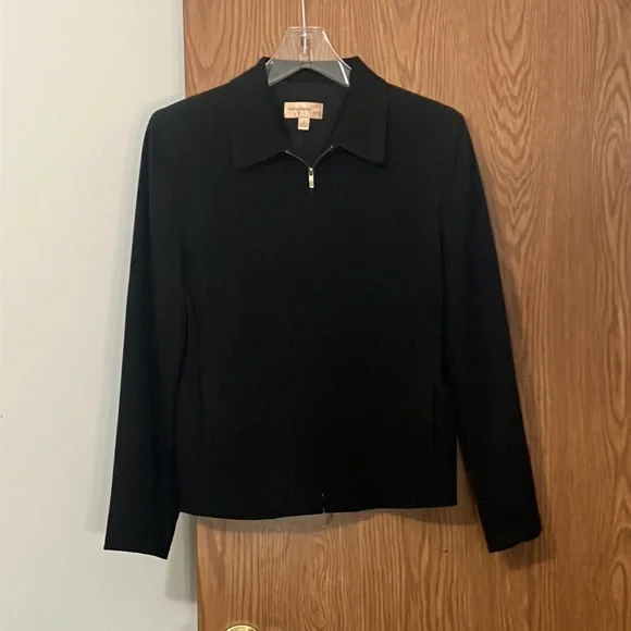 Vintage Trousers Etc New York Black Zip-up Jacket Size 6 - Picture 1 of 8
